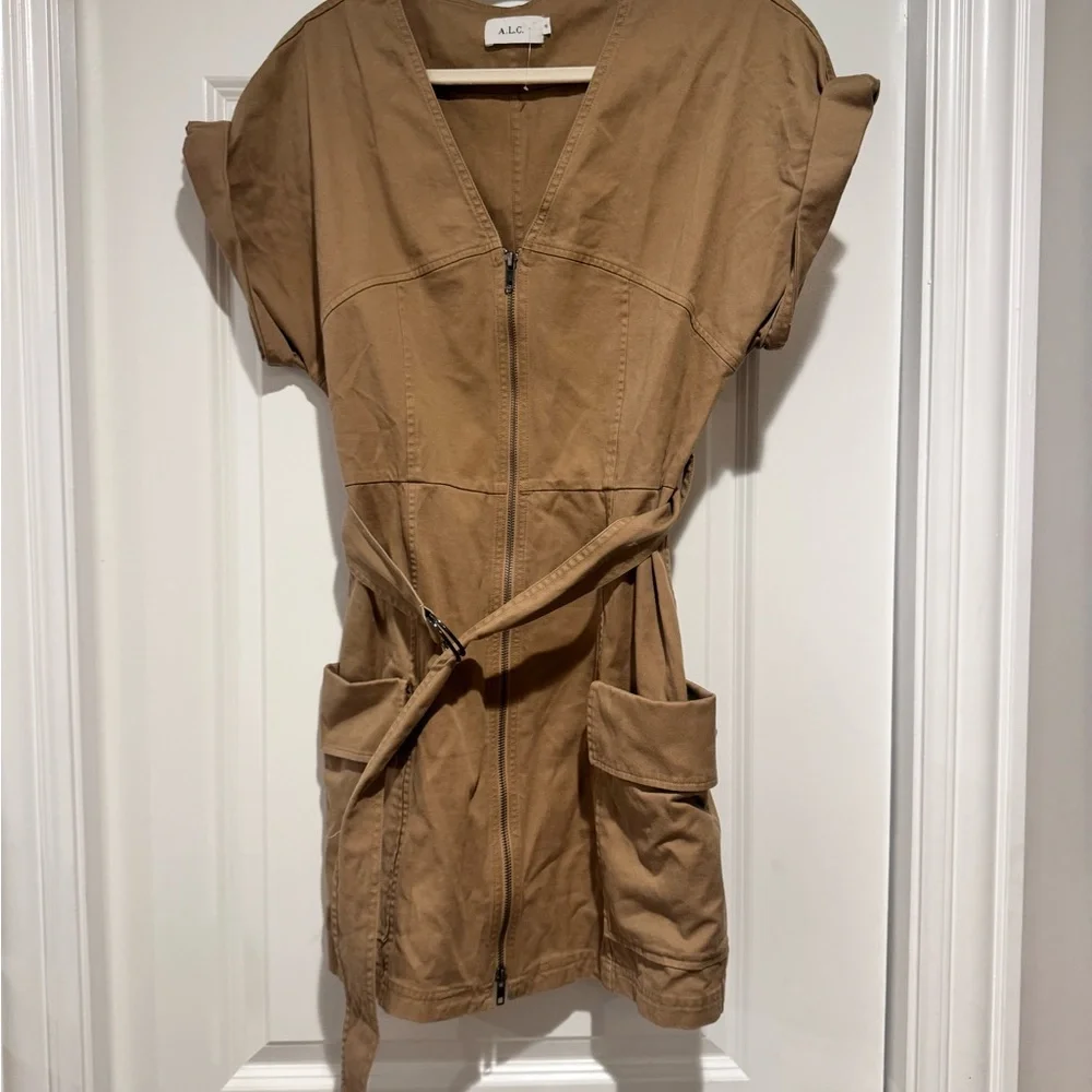A.L.C. Bellamy twill belted dress, L - Picture 4 of 5